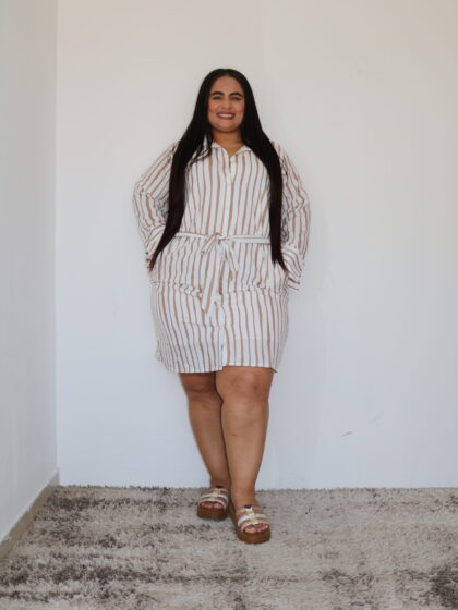 Vestido en Tela de Rayas - Talla Plus