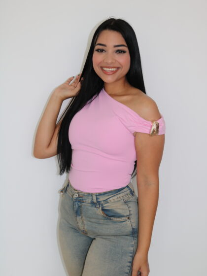 Top Rosa Asimétrico