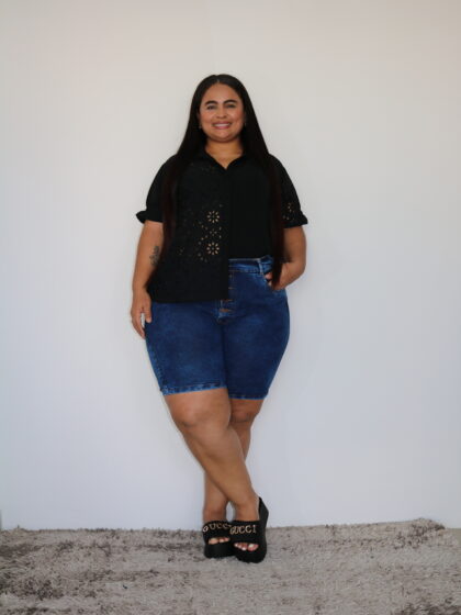 Short de Botones Liso Oscuro Clasico - Talla Plus