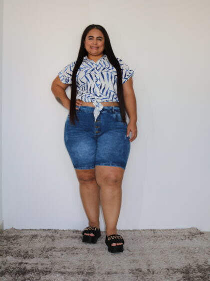 Short Denim con Botones - Talla Plus