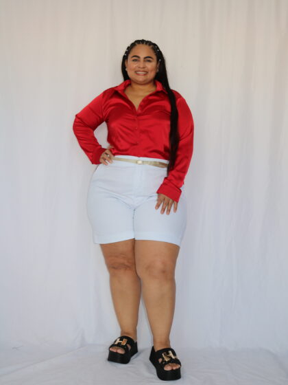 Short Casual de Tiro Alto con Silueta Estilizada - Talla Plus