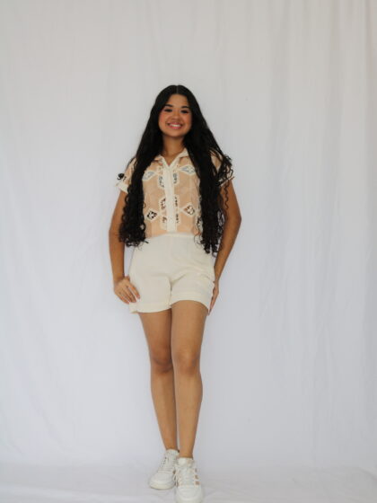 Conjunto Casual con Blusa Corta Texturizada y Short Liso