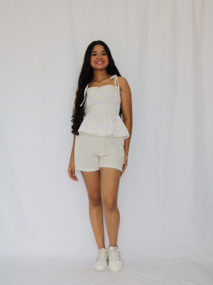Set de Blusa con Tirantes de Lazo y Short Texturizado