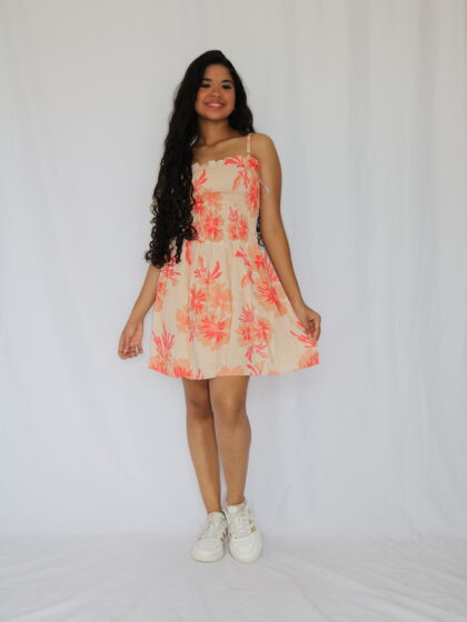 Vestido de Tirantes con Estampado Floral Tropical